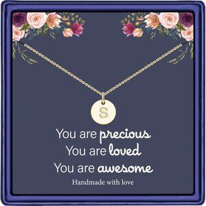Personalized Disc Initial Necklace - 16-18 Inch Adjustable Birthday Jewelry